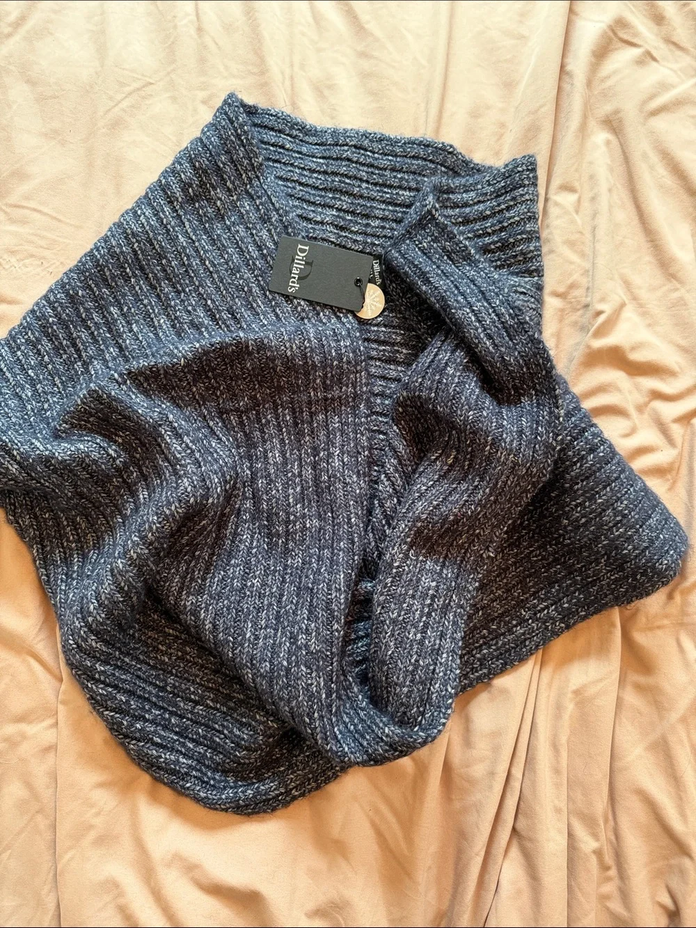 Navy Ribbed Knit Infinity Wrap Scarf - Picture 1 of 2